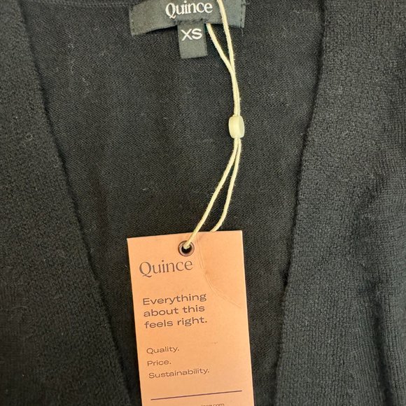 Quince Black Australian Merino Wool Open Front Cardigan Sweater Size XS - Picture 2 of 8